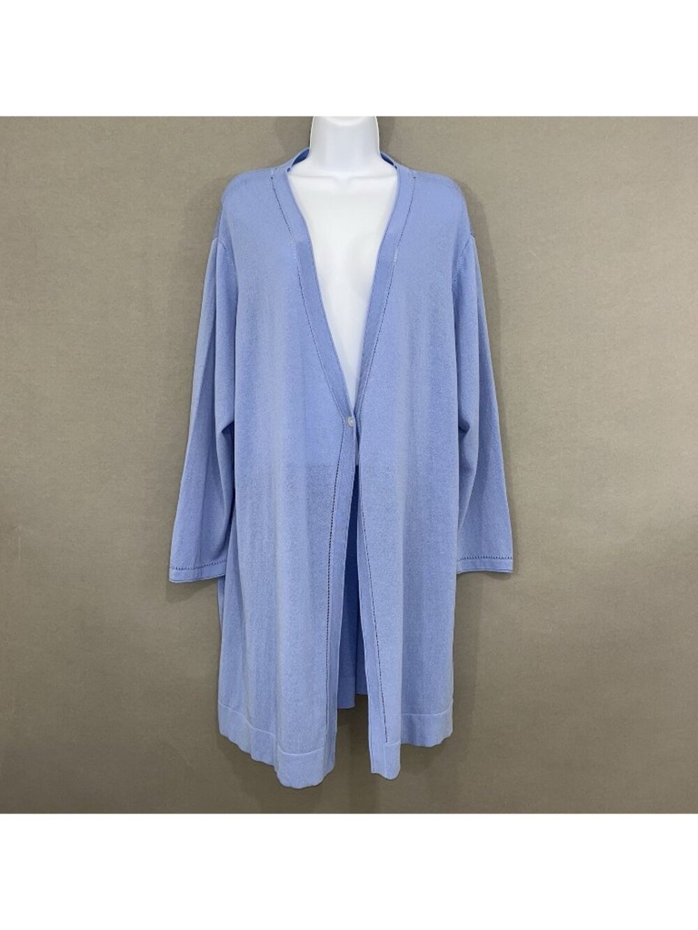 Chicos Light Blue Cardigan Summer Romance 3/4 Sleeve Cardigan Sweater